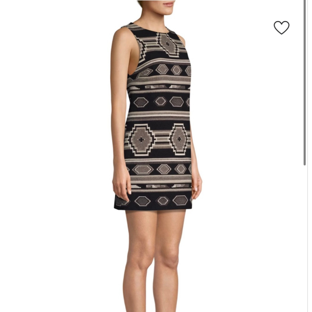 Women's Alice + Olivia Aztec Western Print Mini Dress Size 4 Black White